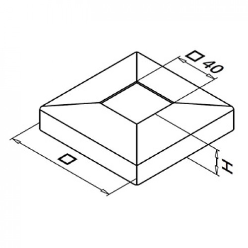 Square base flange Cover for 40mm x 40mm Tube